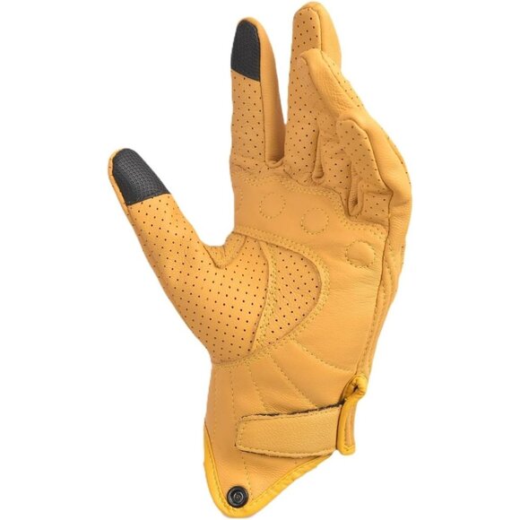 Men's Yellow Moto Racing Perforated Motorbike Dirt Bike Leather Gloves - Picture 3 of 8